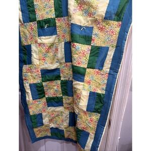 Handmade Lap Or Baby Blanket Quilt Beautiful Bright Colors